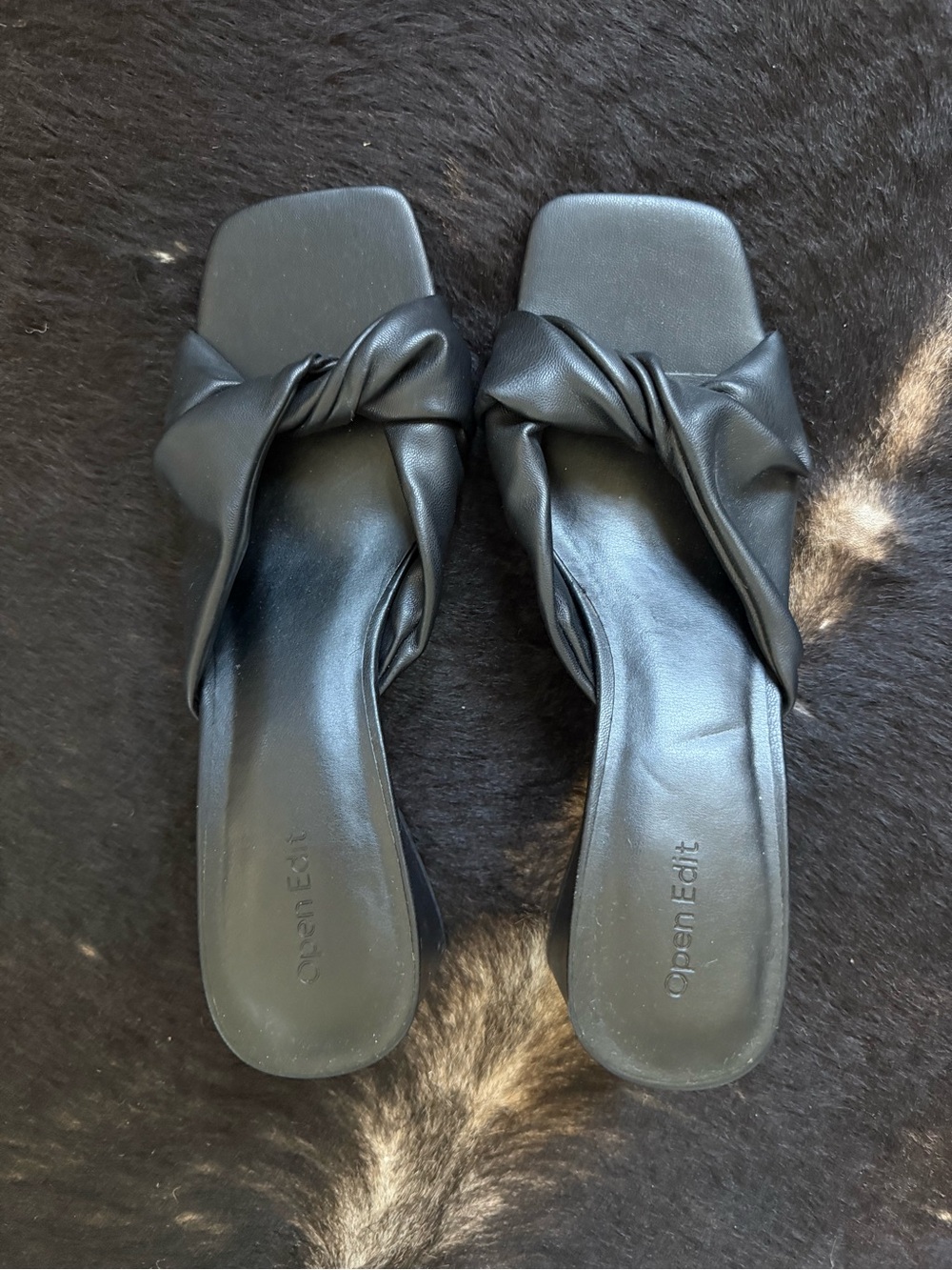 Open Edit Black Twist-Knot Slide Heels